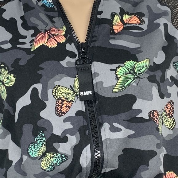 Sommer Ray Hoodie Womens Small Gray Camo & Butterflies Full Zipper Net Sleeves - Picture 4 of 13